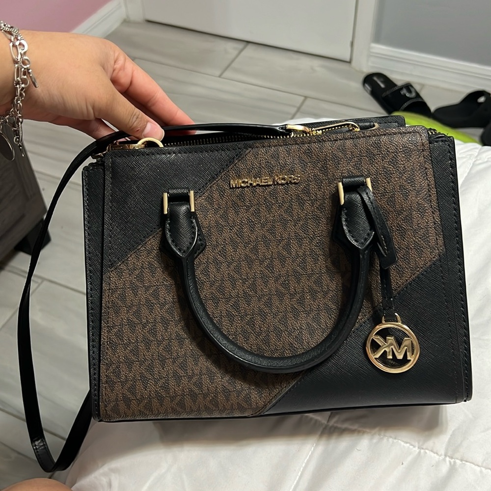 Black and brown tote bag